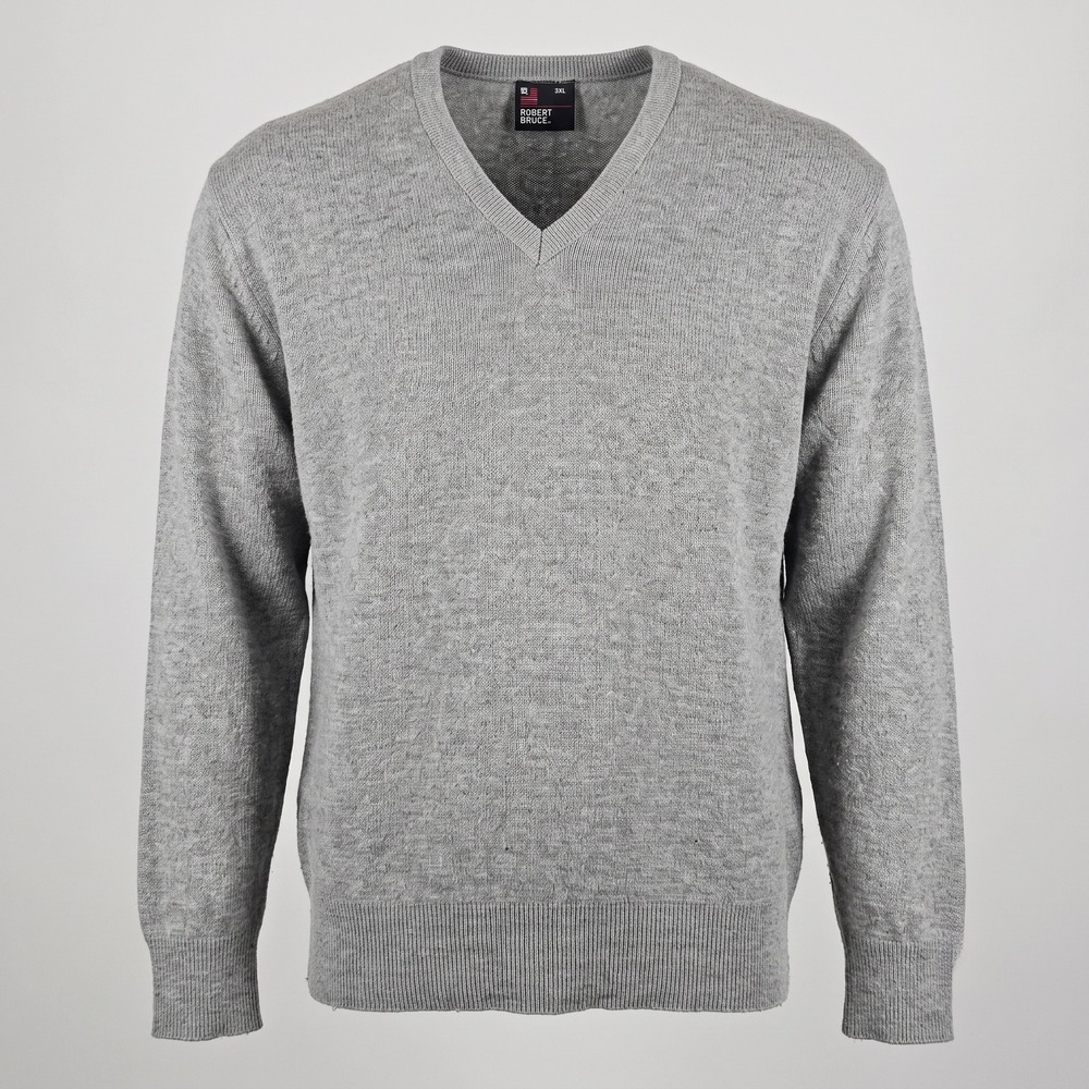 Robert Bruce Mens 2X Gray Sweater V-Neck Vintage ILGWU Union Made Orlon Acrylic